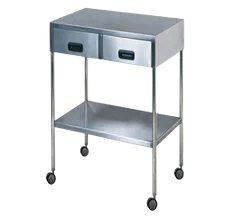 DRESSING TROLLEY WITH TWO DRAWER STAINLESS STEEL